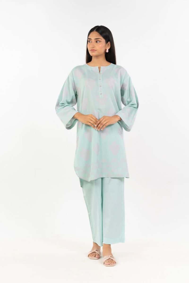 Light Blue Jacquard 2 Piece Ready-to-Wear Shirt