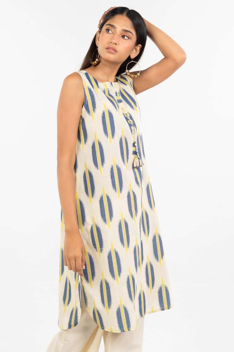 Beige Jacquard 2 Piece Ready-to-Wear Shirt - alternate view