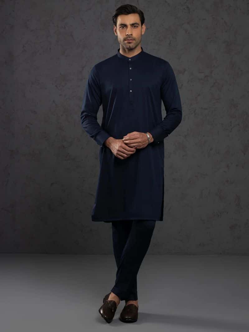 Midnight Blue Plain Kurta Trouser