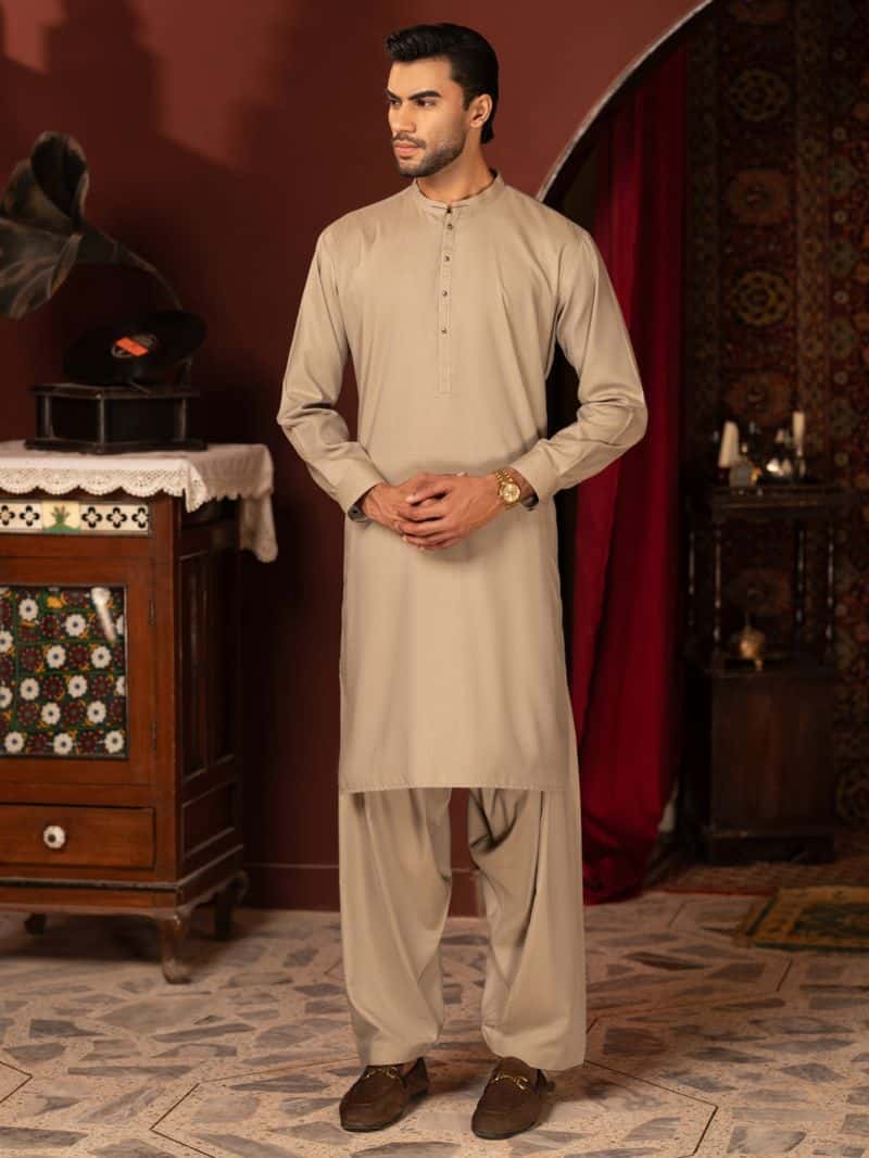 Sand Brown Kameez Shalwar