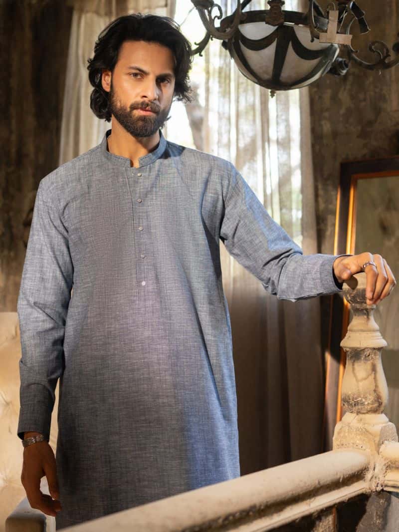 Ice Blue Cut & Sew Kameez Shalwar - alternate view