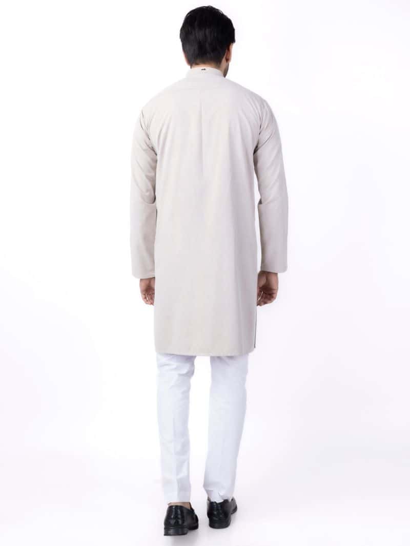 Sand Brown Blended Kurta - alternate view
