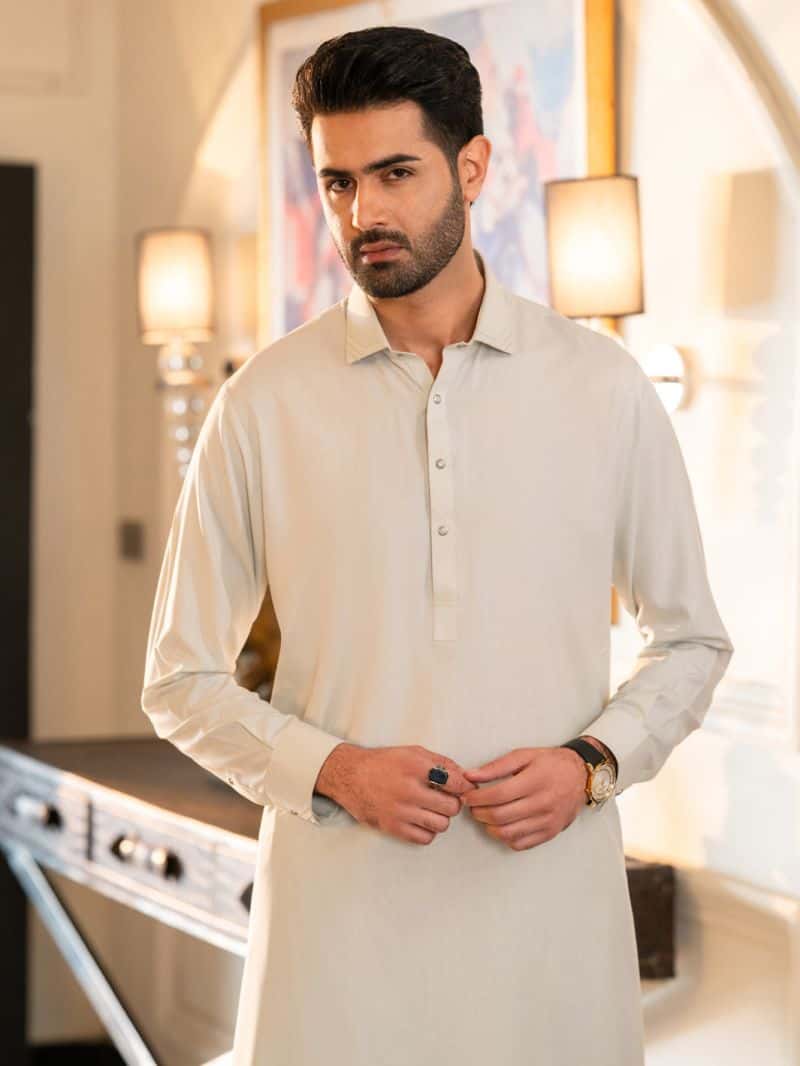 Ice Blue Cut & Sew Kameez Shalwar - alternate view