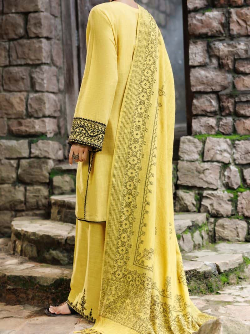 Yellow Crosshatch 3Pc Stitched - alternate view