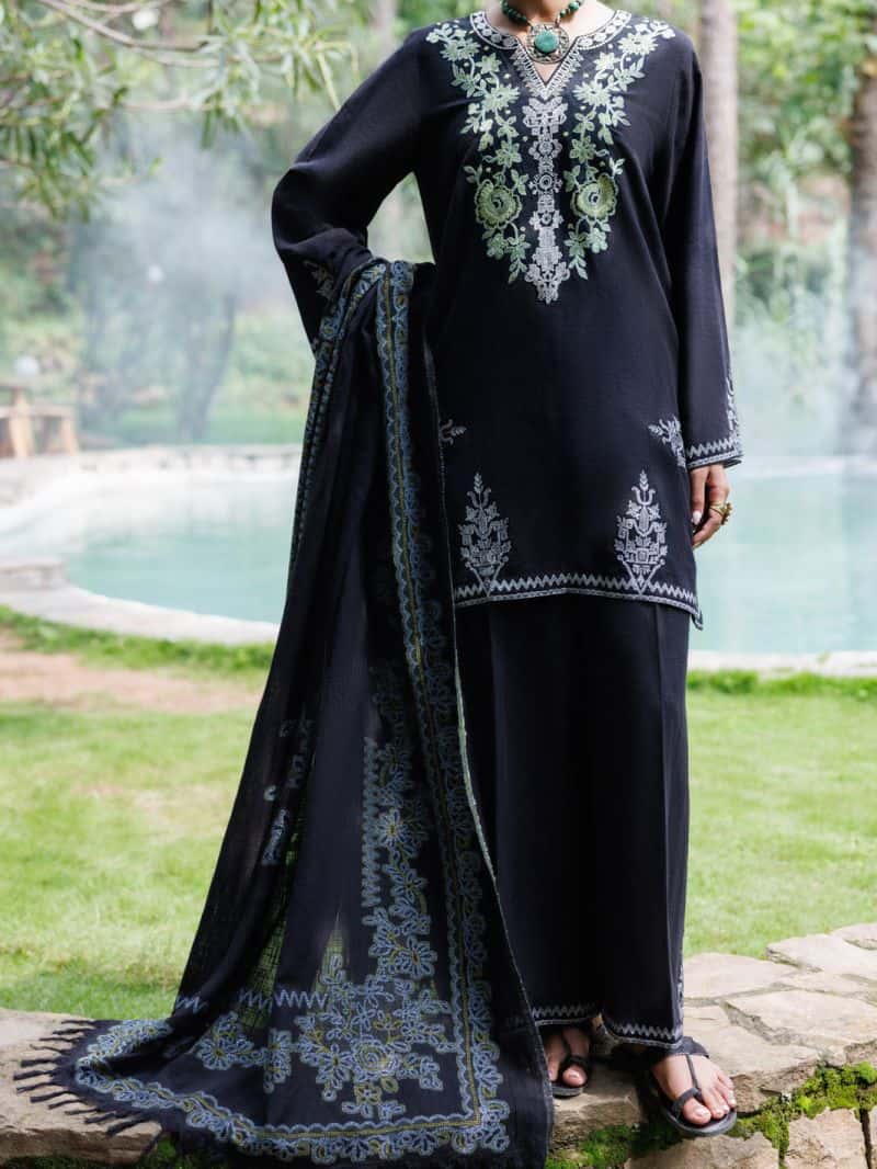 Black Crosshatch 3Pc Stitched