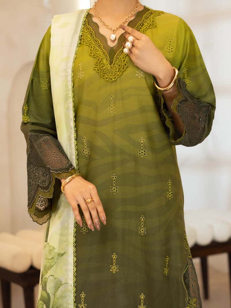 Mehndi Green Lawn Stitched 3PC - alternate view