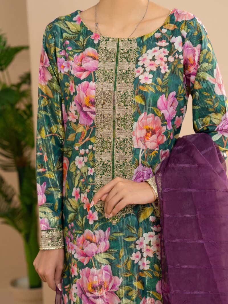 Mehndi Green Stitched 3Pc - alternate view