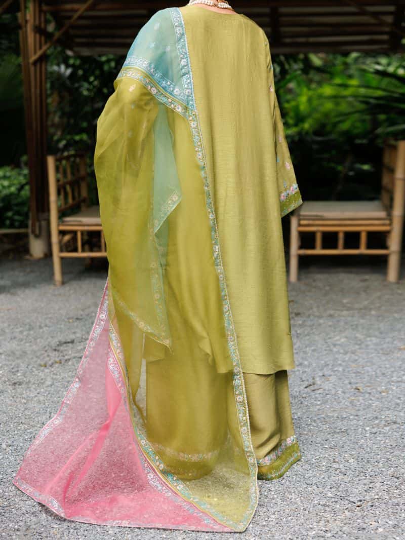 Lime Green Maple Silk 3 Piece Stitched - alternate view