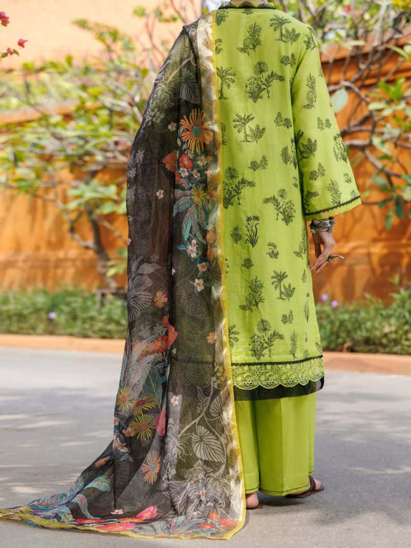 Lime Green Jacquard 3 Piece Stitched - alternate view