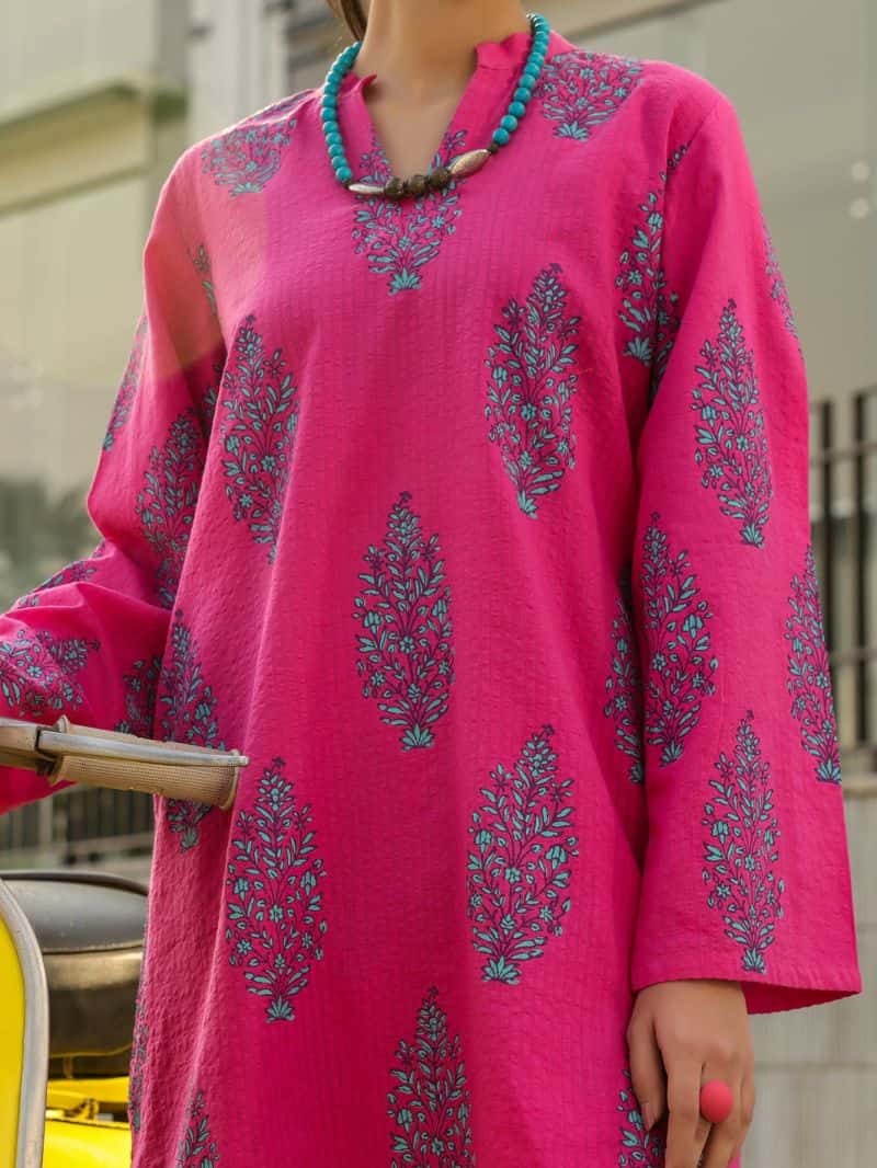 Fuchsia Seersucker Stitched 2Pc - alternate view