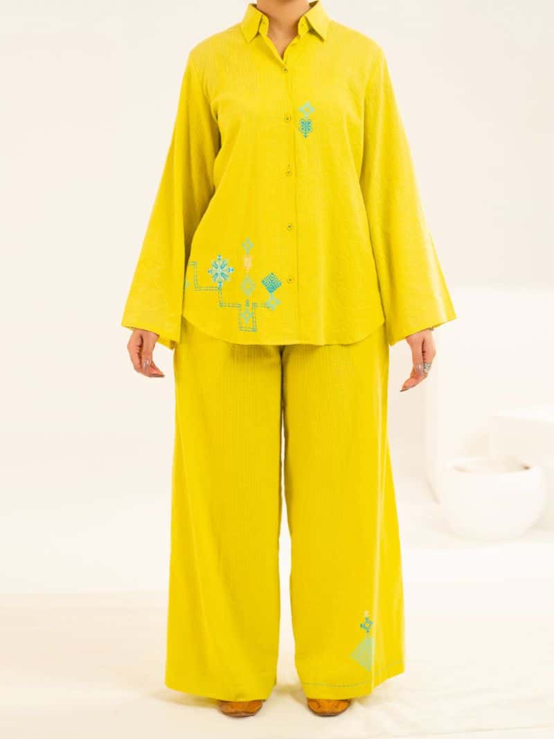 Lime Seersucker 2Pc Stitched