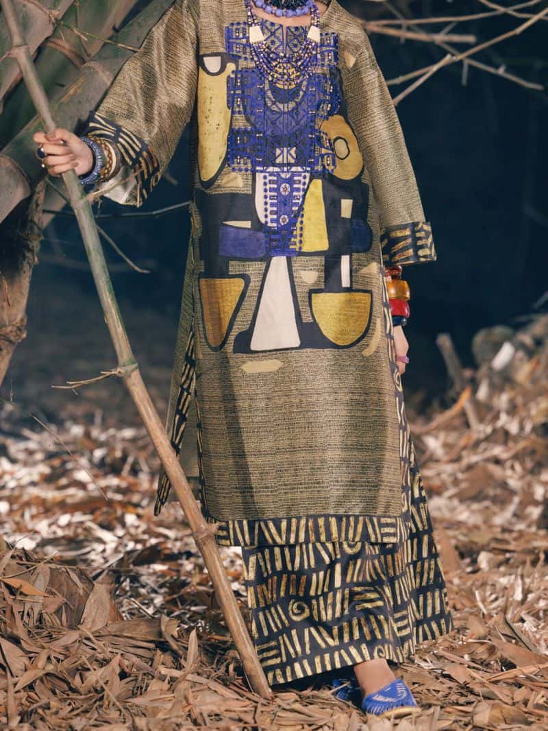 Gold Raw Silk 2Pc Stitched