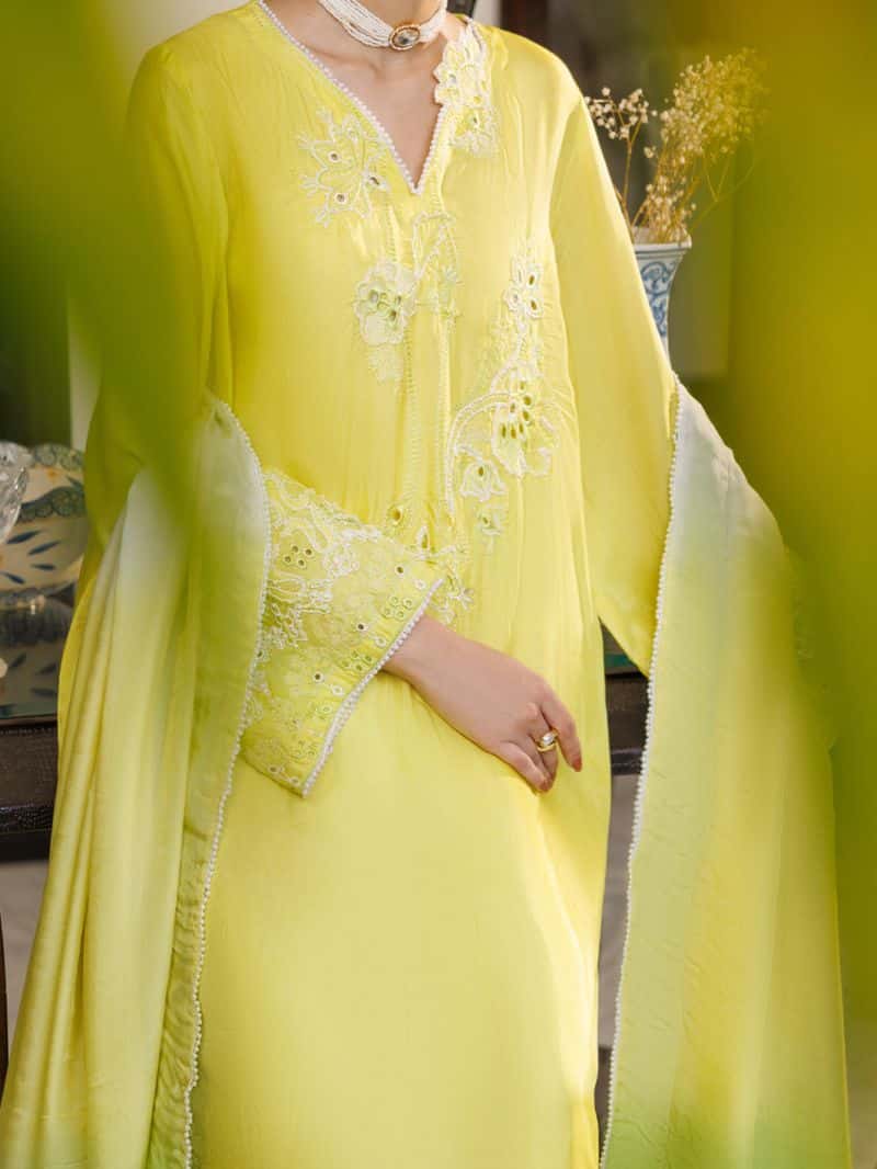 Lemon Sheesha Silk Formal 3Pc Stitched - alternate view