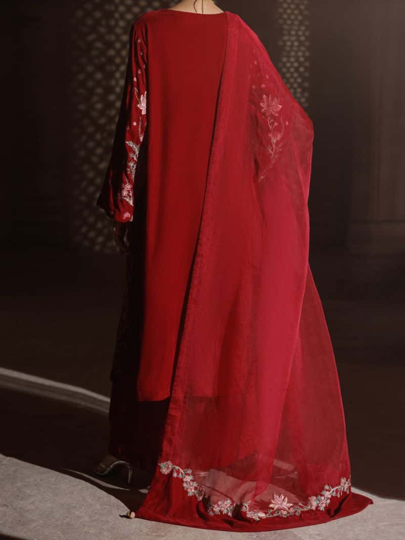 Red Velvet Formal 3Pc Stitched - alternate view