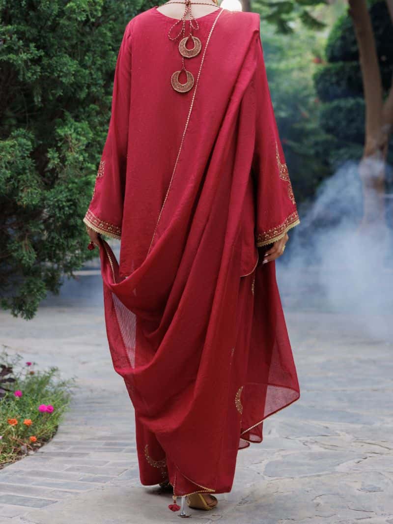 Maroon Flamint Zari Formal 3Pc Stitched - alternate view