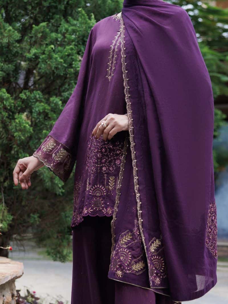 Purple Flamint Zari Formal 3Pc Stitched - alternate view