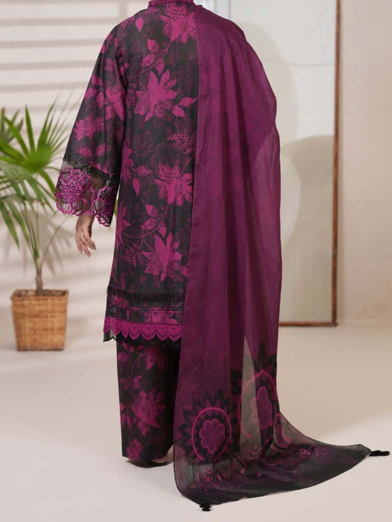 Magenta Cambric Unstitched 3 Piece - alternate view