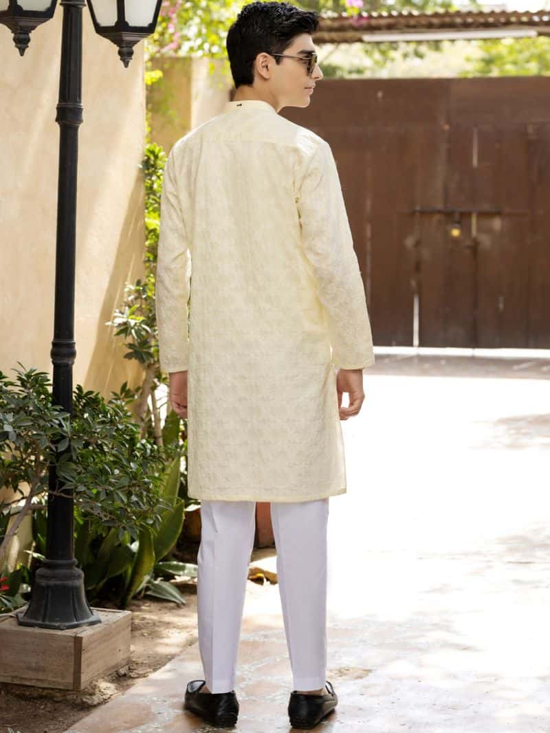 Lemon Yellow Cotton Kurta - alternate view