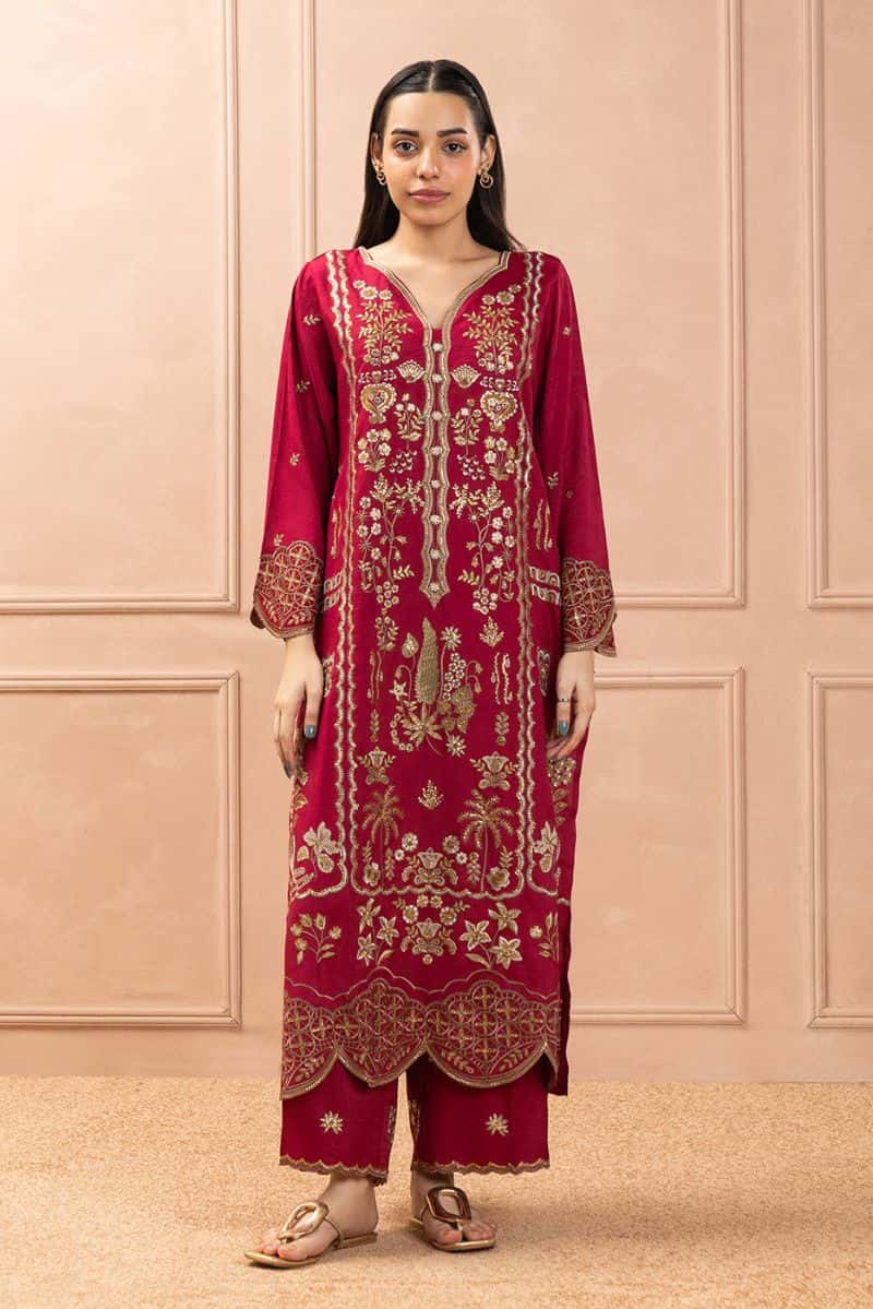2 PIECE EMBROIDERED RAW SILK SUIT (LUXURY PRET) - alternate view