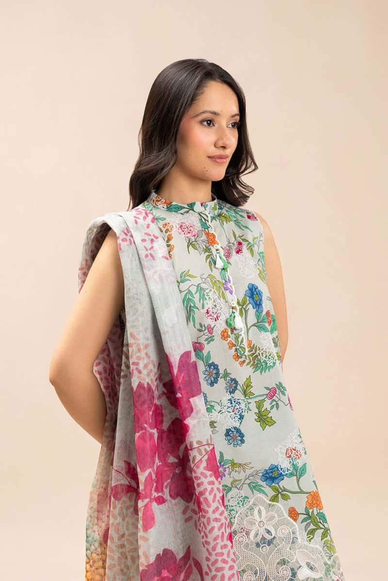 3 PIECE EMBROIDERED LAWN SUIT-FLORAL MEDLEY (UNSTITCHED)