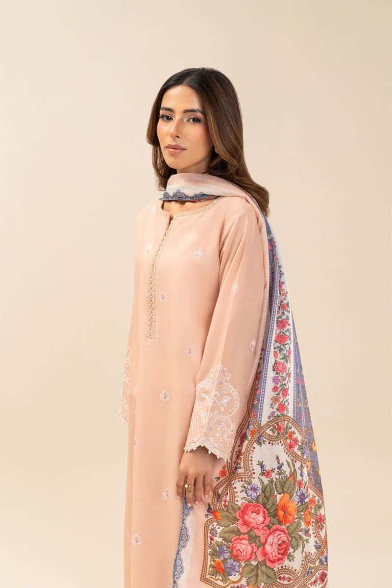 3 PIECE EMBROIDERED LAWN SUIT-ROSE QUARTZ (UNSTITCHED)