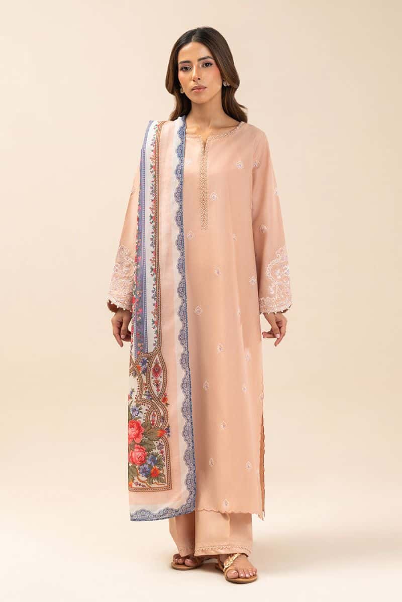 3 PIECE EMBROIDERED LAWN SUIT-ROSE QUARTZ (UNSTITCHED) - alternate view