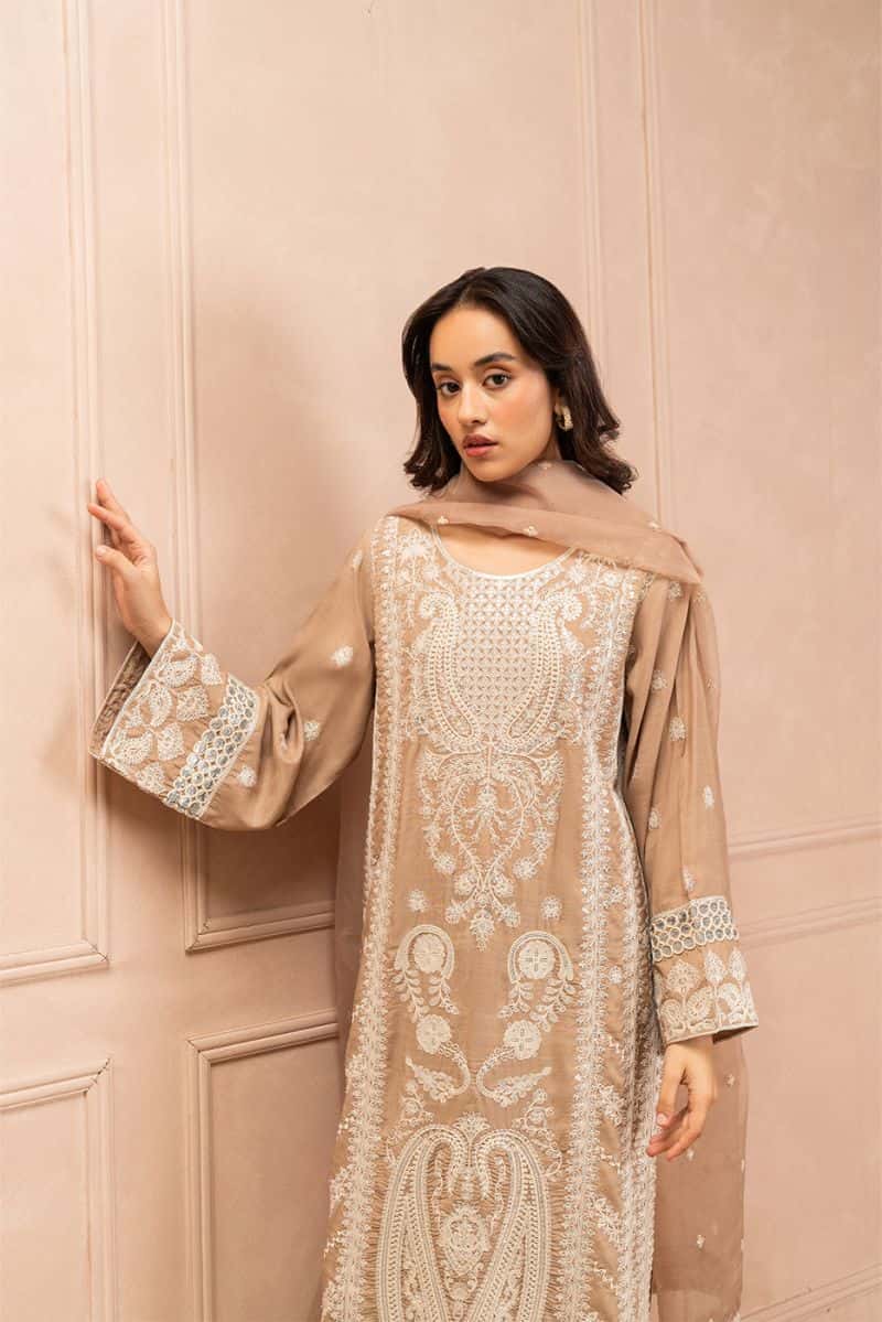 3 PIECE EMBROIDERED RAW SILK SUIT (LUXURY PRET)