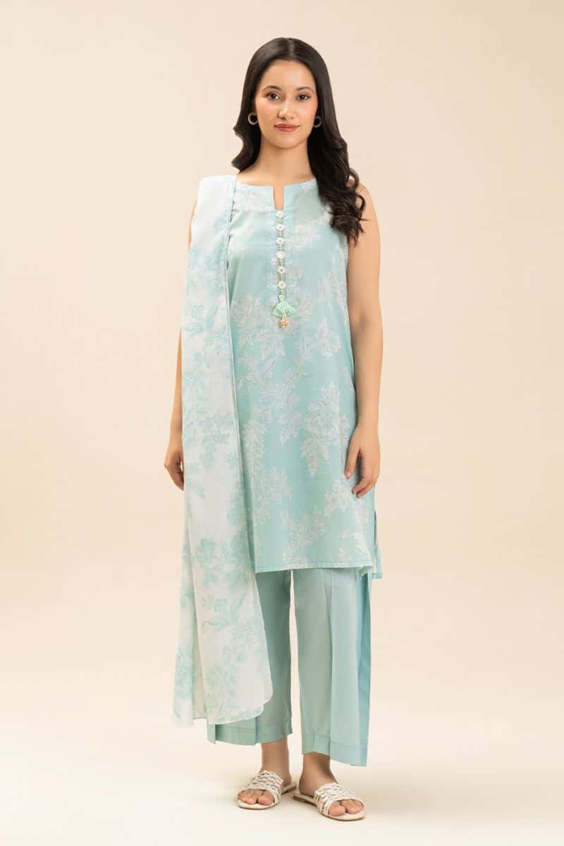 3 PIECE PRINTED LAWN SUIT-SILHOUETTE BLOOMS (UNSTITCHED) - alternate view