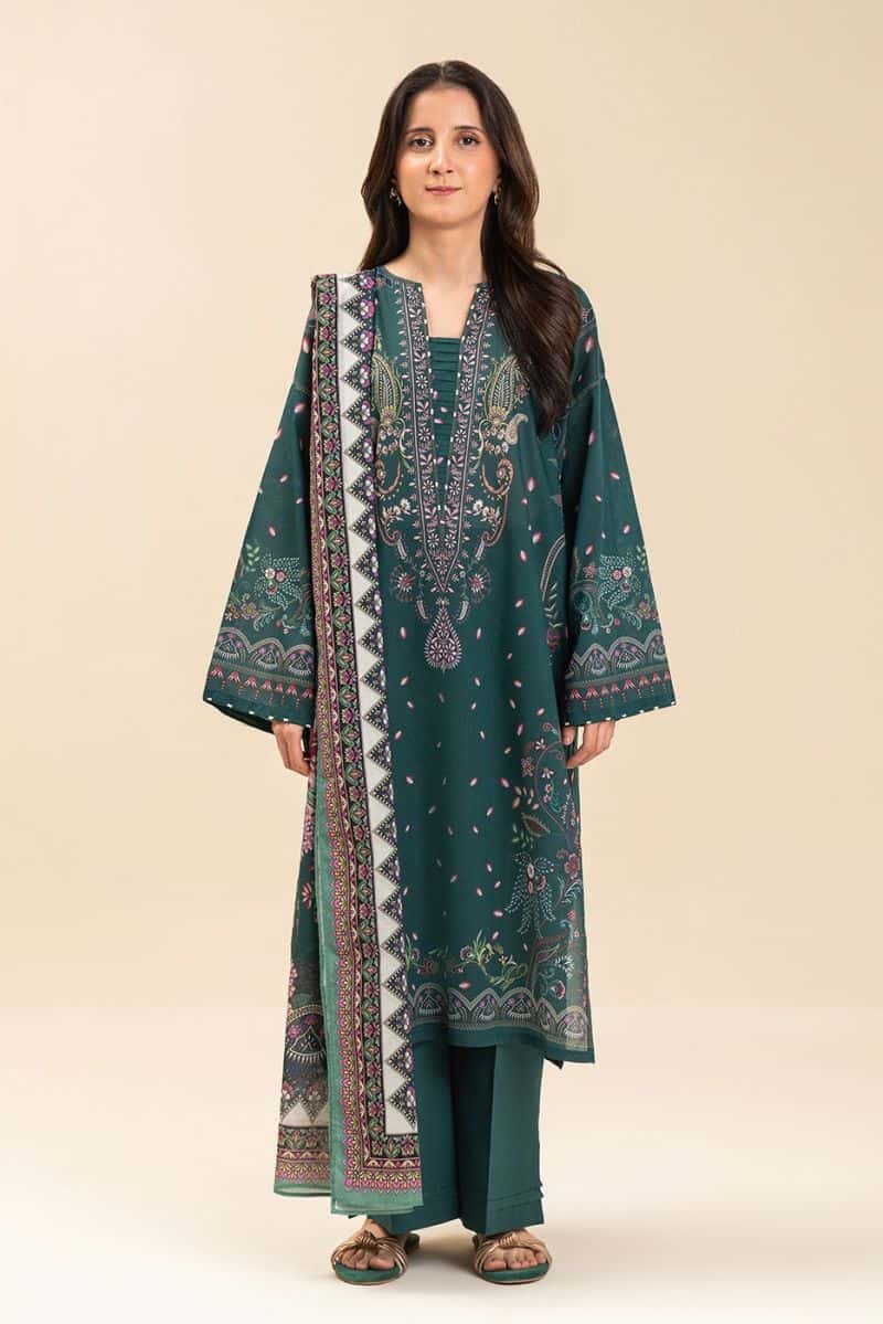 3 PIECE PRINTED LAWN SUIT-SORCERERS GARDEN (UNSTITCHED)