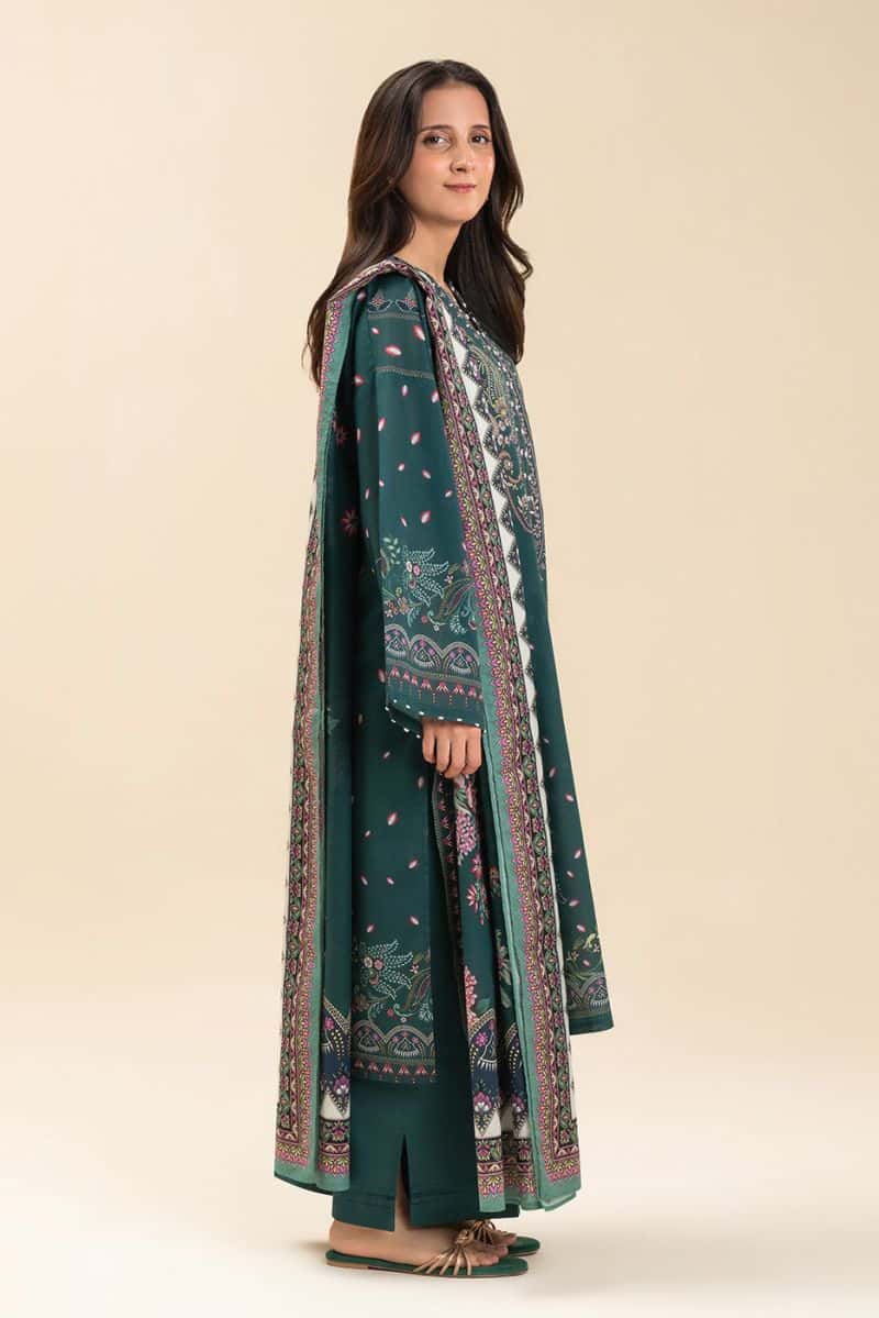 3 PIECE PRINTED LAWN SUIT-SORCERERS GARDEN (UNSTITCHED) - alternate view