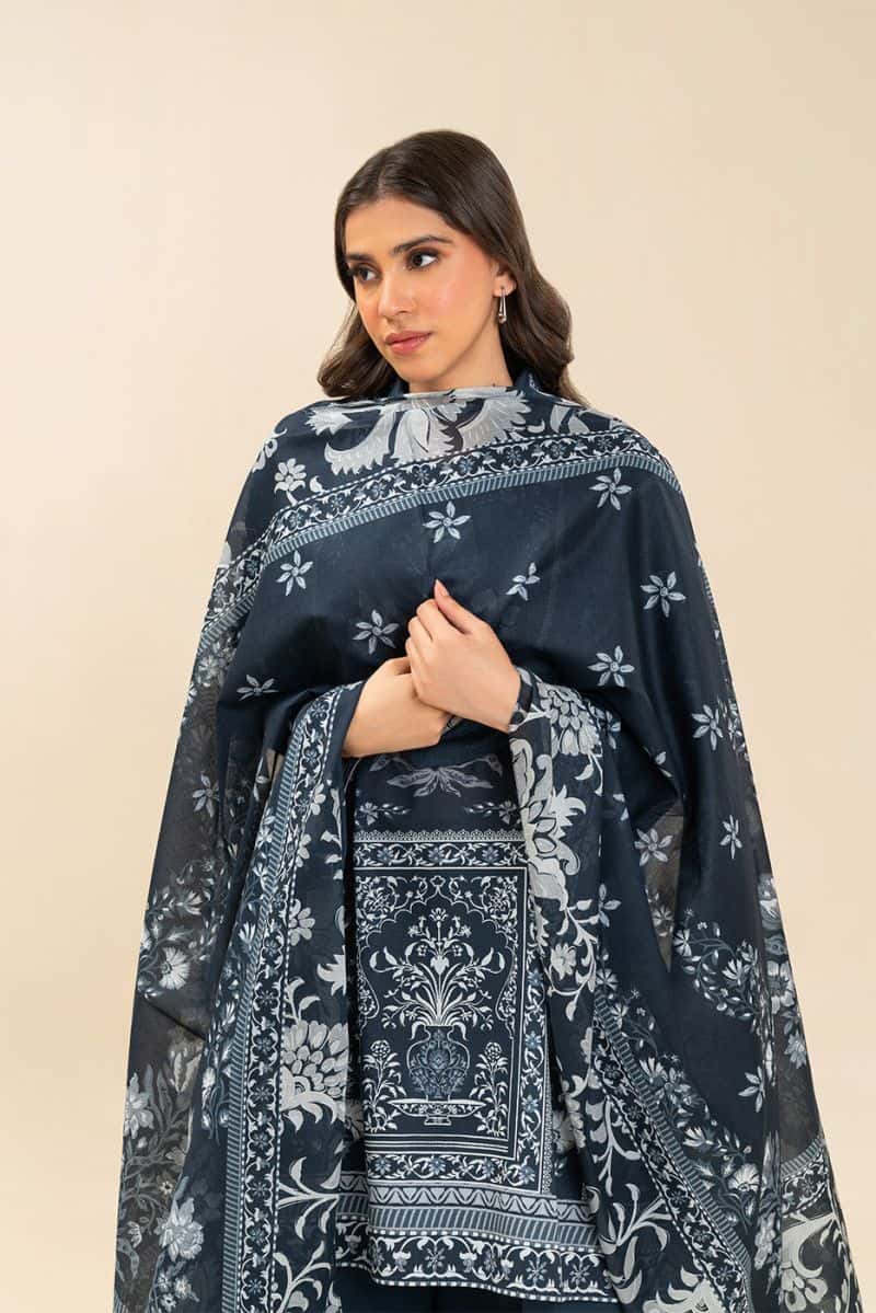 3 PIECE PRINTED LAWN SUIT-MYSTIC TIDE (UNSTITCHED)