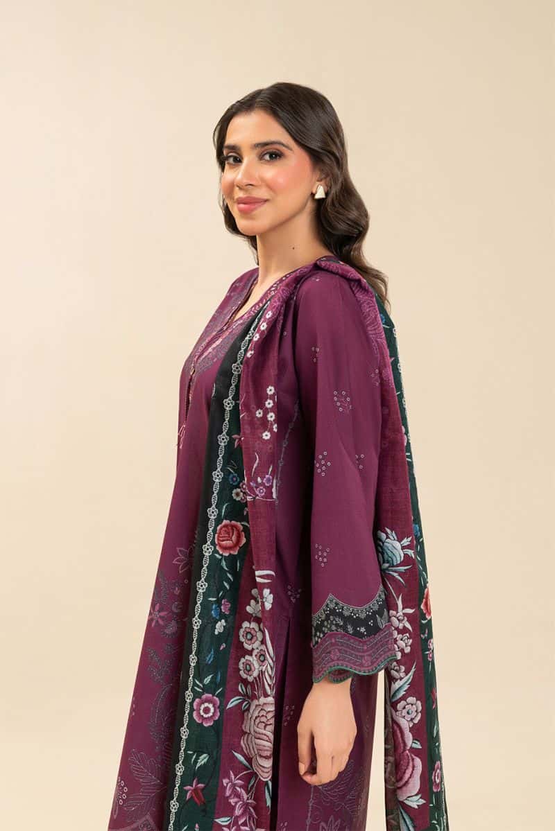 3 PIECE PRINTED LAWN SUIT-CRIMSON VIOLET (UNSTITCHED)