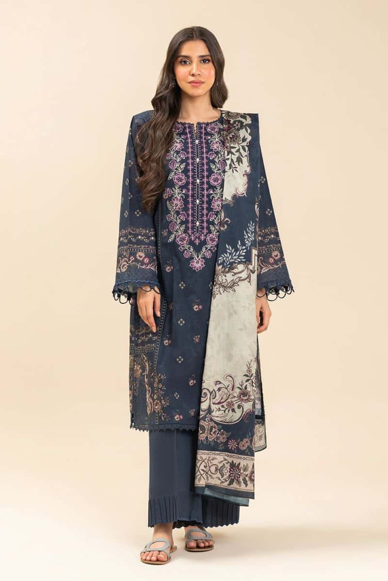 3 PIECE EMBROIDERED LAWN SUIT-BOTANIC AZURE (UNSTITCHED)