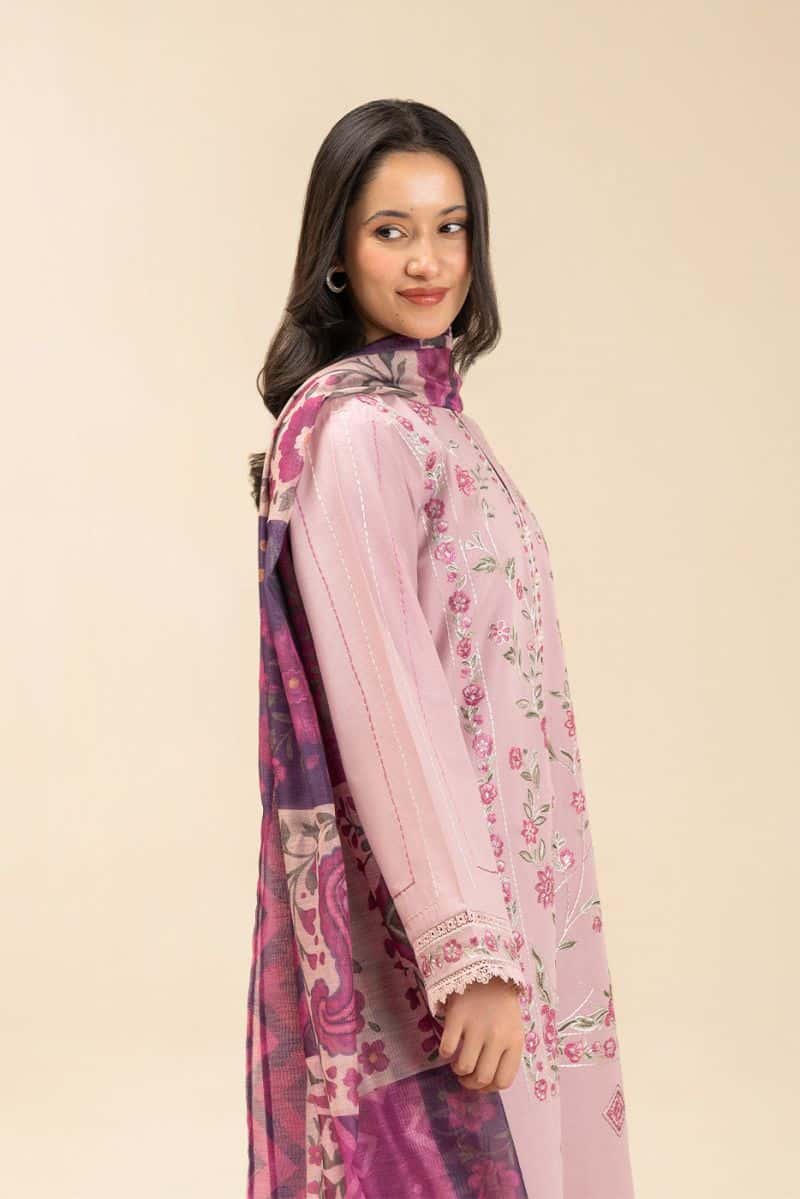 3 PIECE EMBROIDERED LAWN SUIT-PINK SERENITY (UNSTITCHED)