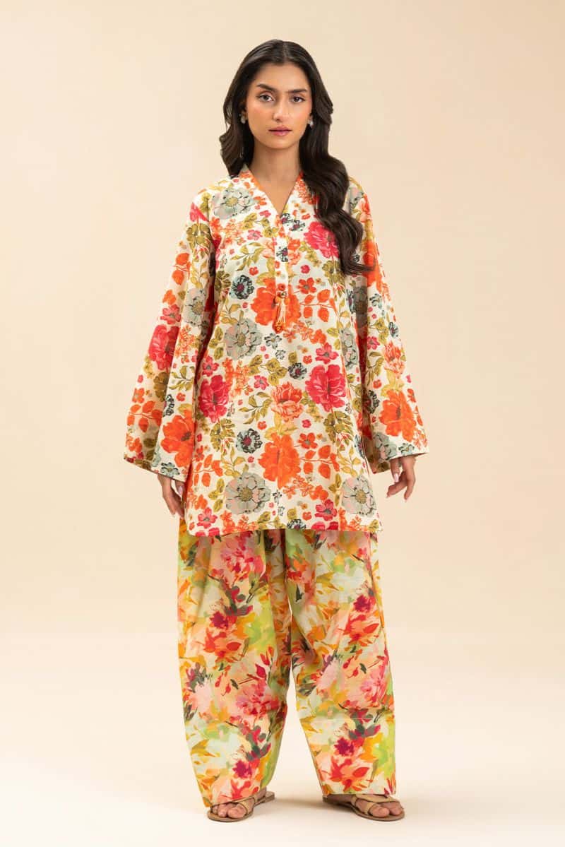 2 PIECE PRINTED LUREX LAWN SUIT (PRET) - alternate view