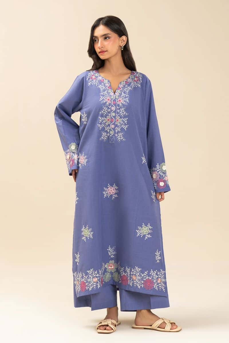 2 PIECE EMBROIDERED TWO WAY SLUB SUIT (PRET) - alternate view