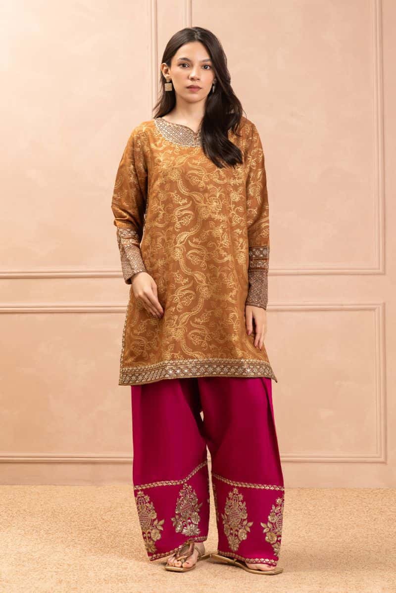 2 PIECE EMBROIDERED RAW SILK SUIT (LUXURY PRET) - alternate view