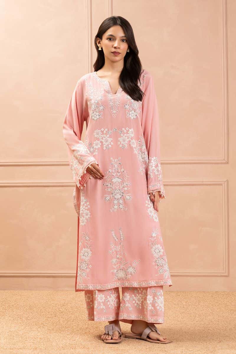 2 PIECE EMBROIDERED RAW SILK SUIT (LUXURY PRET) - alternate view
