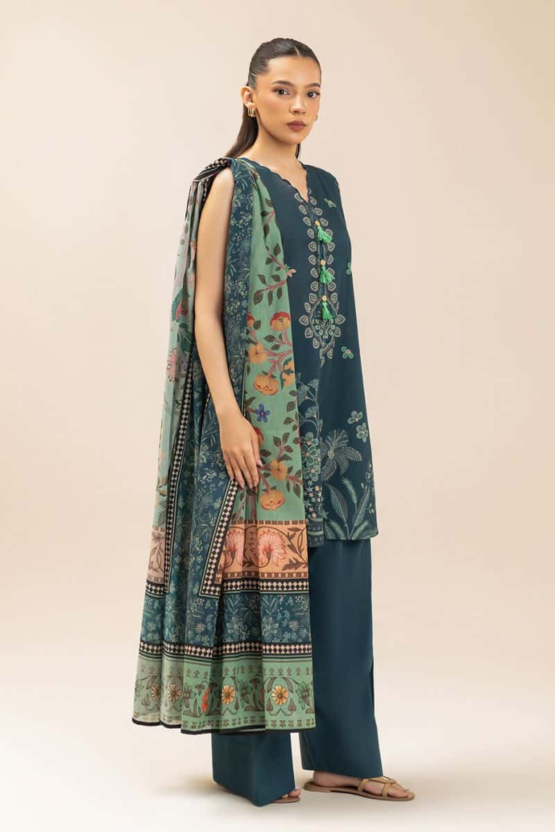 3 PIECE PRINTED LAWN SUIT-MISTY BREEZE (UNSTITCHED) - alternate view