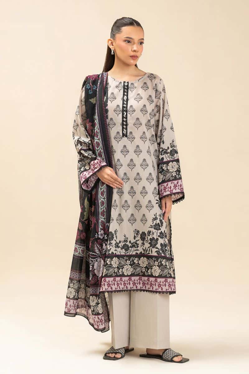 3 PIECE PRINTED LAWN SUIT-WHIMSICAL FLORET (UNSTITCHED) - alternate view