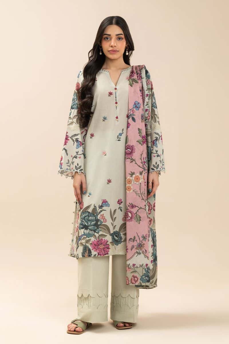 3 PIECE PRINTED LAWN SUIT-BOTANIC BLISS (UNSTITCHED) - alternate view