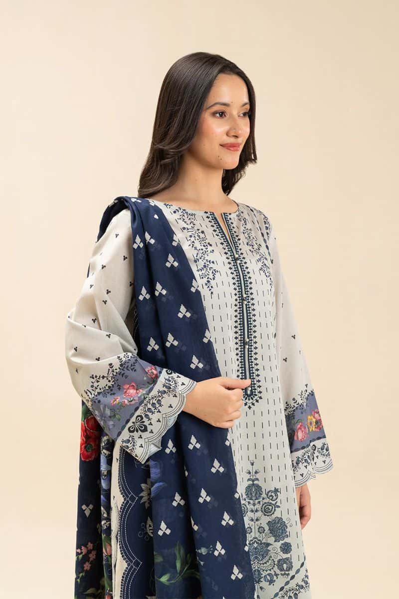 3 PIECE PRINTED LAWN SUIT-AZURE GRACE (UNSTITCHED)