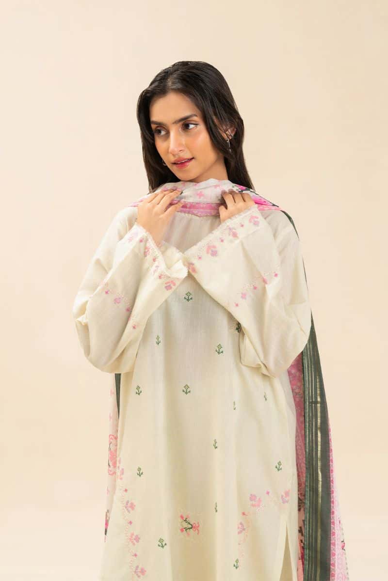 2 PIECE EMBROIDERED SLUB SUIT (PRET)