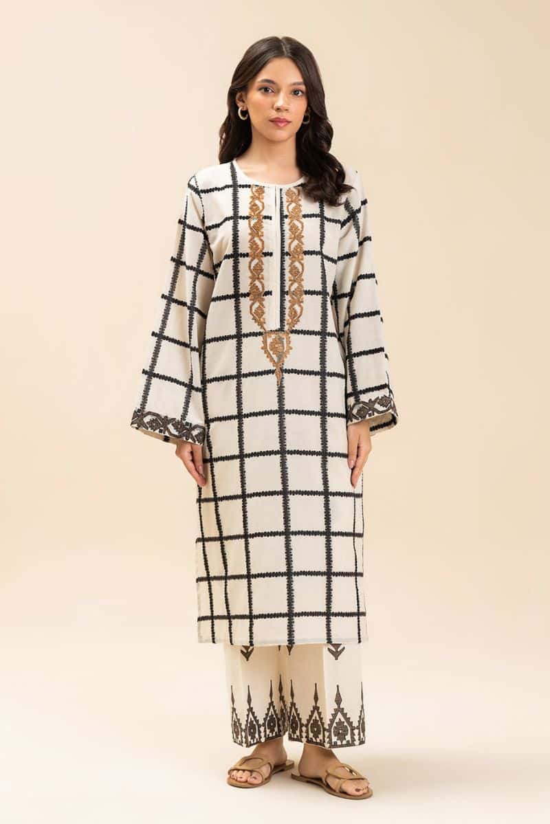 2 PIECE EMBROIDERED BROCHIA JACQUARD SUIT (PRET) - alternate view