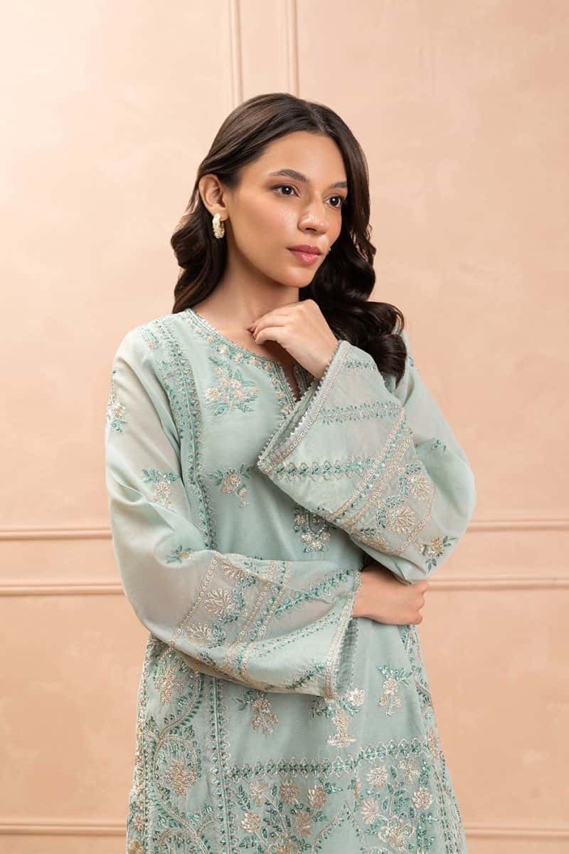 2 PIECE EMBROIDERED PAPER COTTON SUIT (LUXURY PRET)