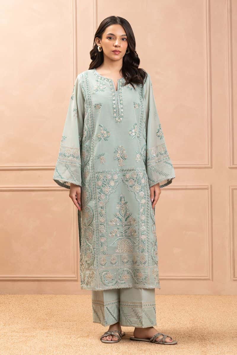 2 PIECE EMBROIDERED PAPER COTTON SUIT (LUXURY PRET) - alternate view