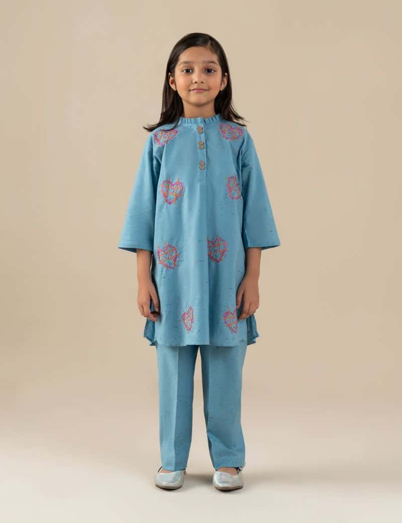 2 PIECE HEART EMBROIDERED SUIT