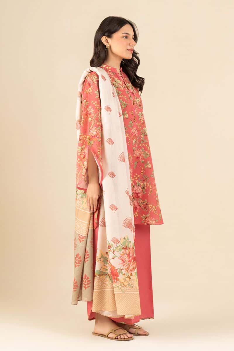 3 PIECE PRINTED LAWN SUIT-MONOCHROMATIC AZURE (UNSTITCHED) - alternate view