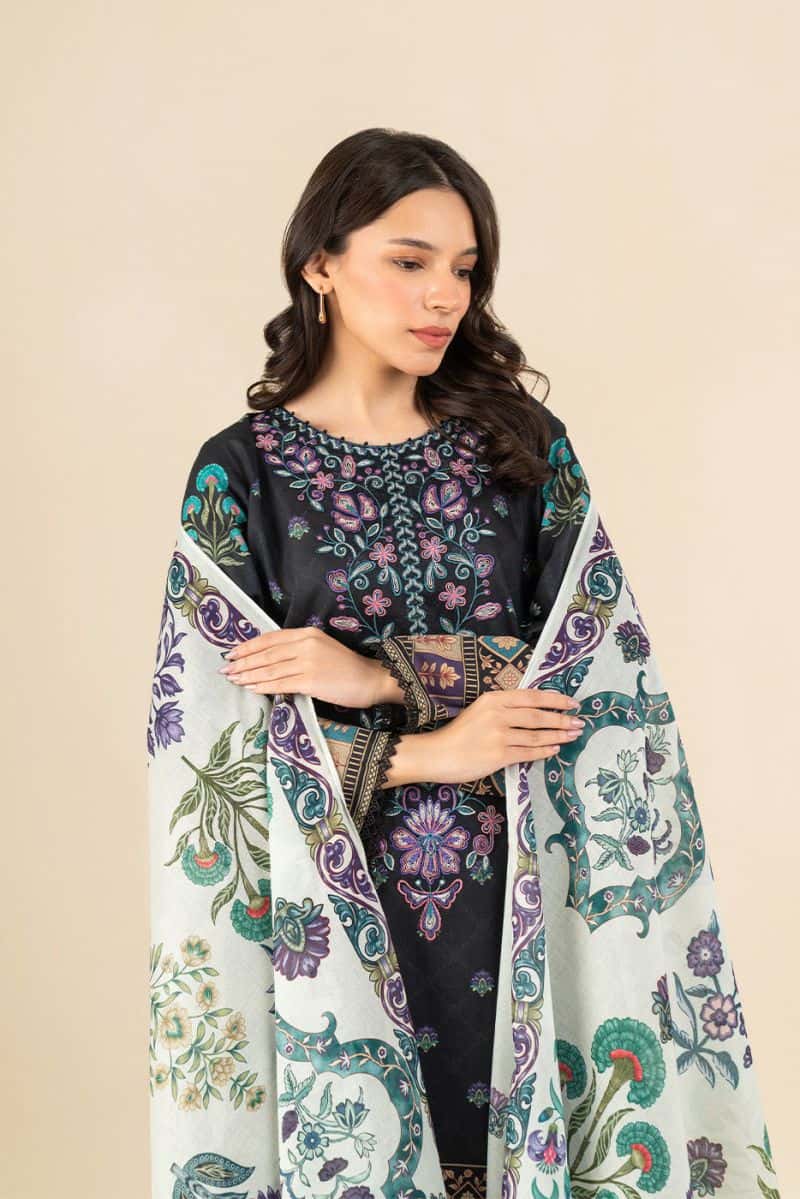 3 PIECE EMBROIDERED LAWN SUIT-CHARCOAL CHARM (UNSTITCHED)