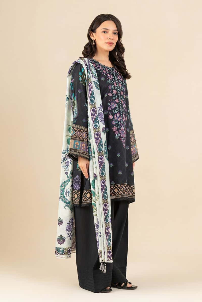 3 PIECE EMBROIDERED LAWN SUIT-CHARCOAL CHARM (UNSTITCHED) - alternate view